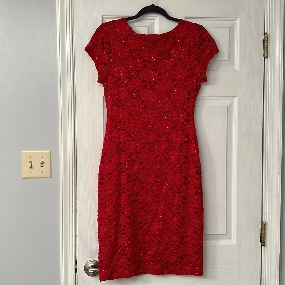 🍒Gorgeous Connect apparel, sequence cherry red dress size 8 “NWT” - Picture 2 of 9